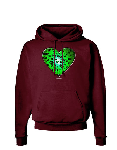 Water Droplet Heart Green Dark Hoodie Sweatshirt by TooLoud-Hoodie-TooLoud-Maroon-Small-Davson Sales