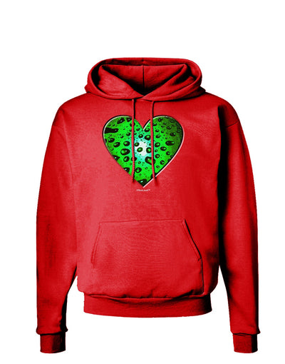 Water Droplet Heart Green Dark Hoodie Sweatshirt by TooLoud-Hoodie-TooLoud-Red-Small-Davson Sales