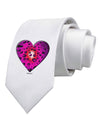 Water Droplet Heart Magenta Printed White Necktie by TooLoud