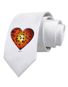 Water Droplet Heart Orange Printed White Necktie by TooLoud