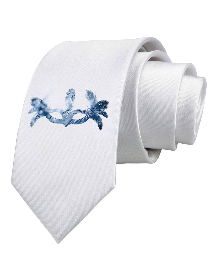 Water Masquerade Mask Printed White Necktie by TooLoud