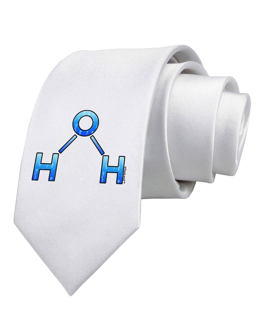 Water Molecule Printed White Necktie by TooLoud