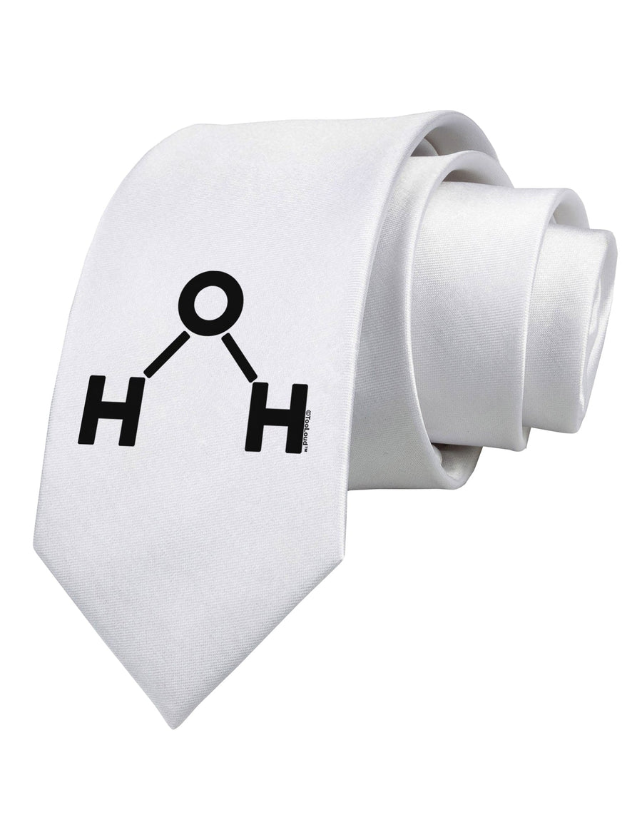 Water Molecule Text Printed White Necktie by TooLoud