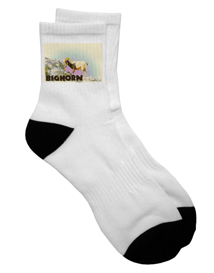 Watercolor Bighorn Ram Adult Short Socks - TooLoud-Socks-TooLoud-White-Ladies-4-6-Davson Sales