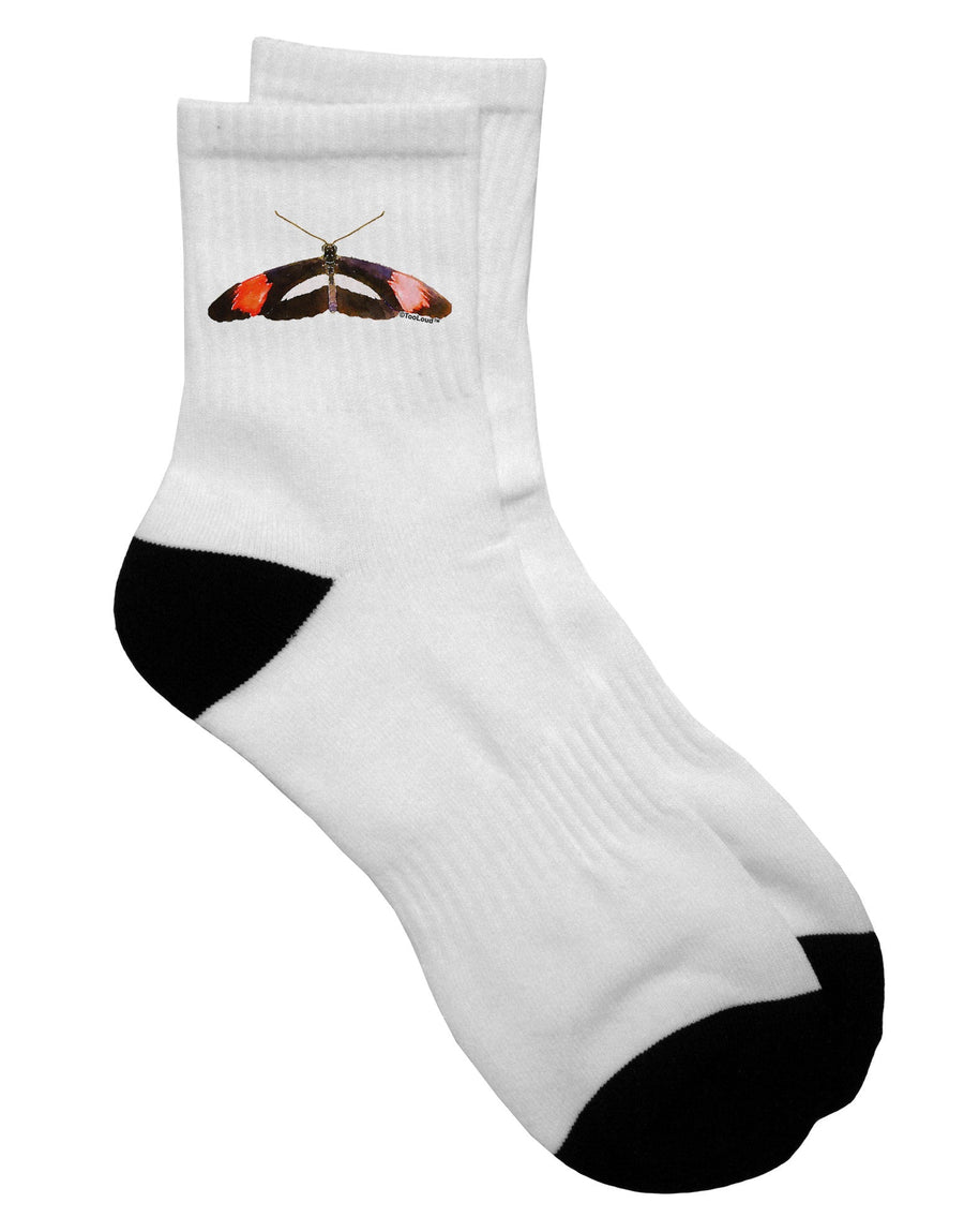Watercolor Butterfly Black Short Socks for Adults - TooLoud-Socks-TooLoud-White-Ladies-4-6-Davson Sales