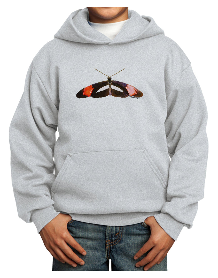 Watercolor Butterfly Black Youth Hoodie Pullover Sweatshirt-Youth Hoodie-TooLoud-White-XS-Davson Sales