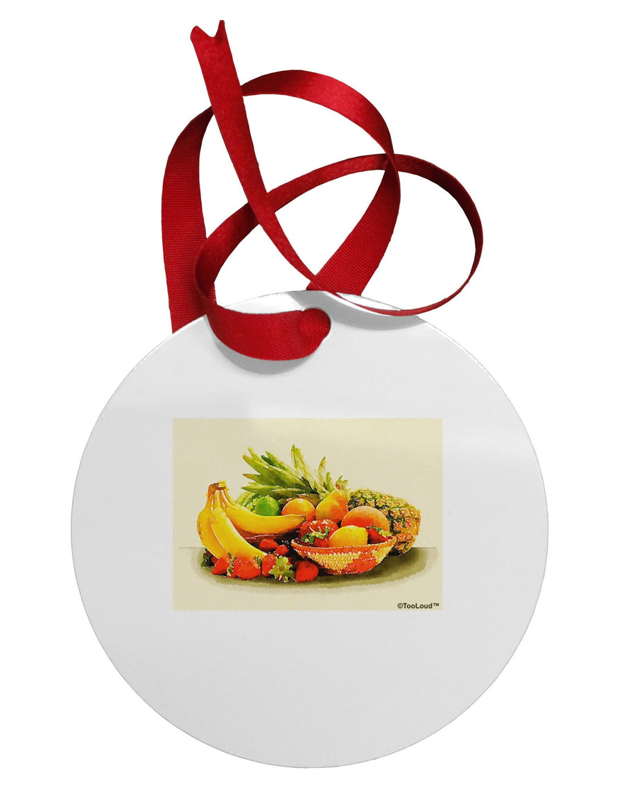 Watercolor Fruit Bowl 2 Circular Metal Ornament-Ornament-TooLoud-White-Davson Sales