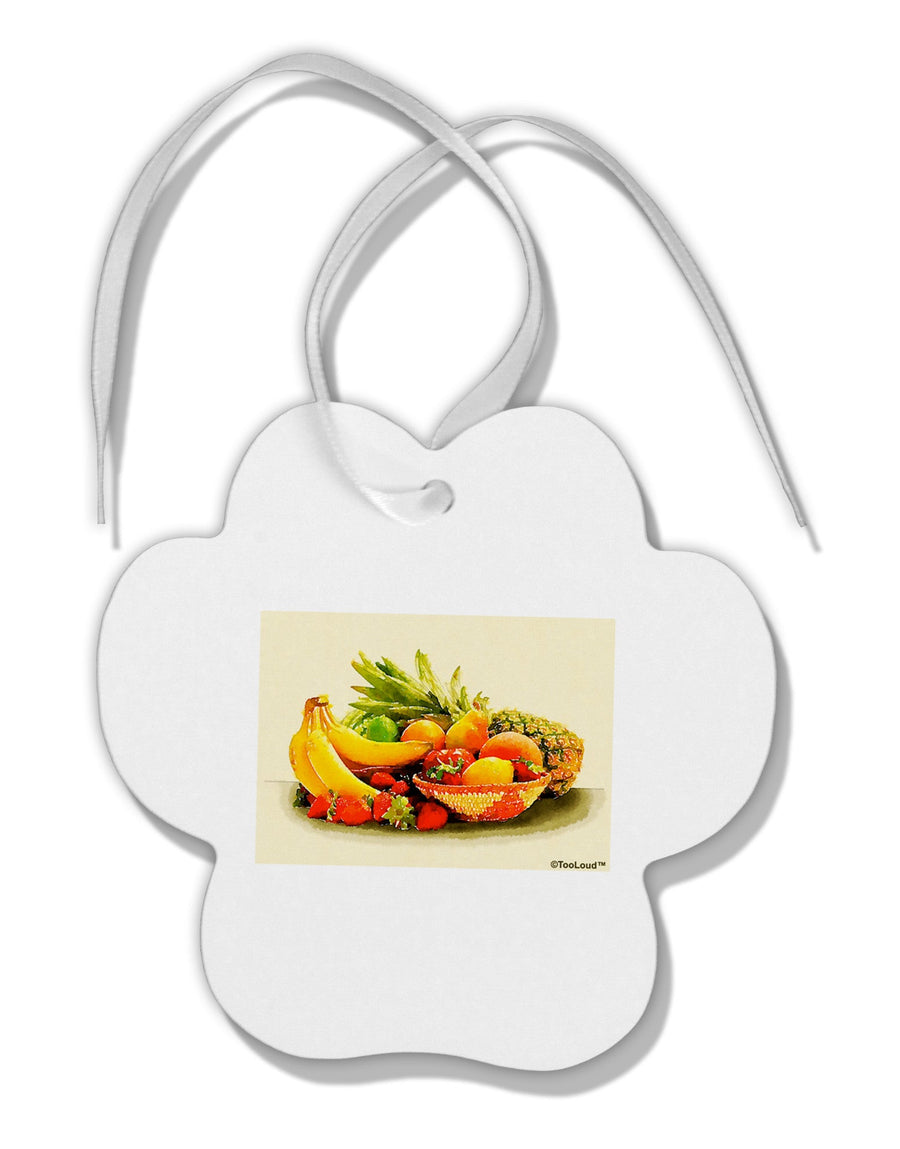 Watercolor Fruit Bowl 2 Paw Print Shaped Ornament-Ornament-TooLoud-White-Davson Sales