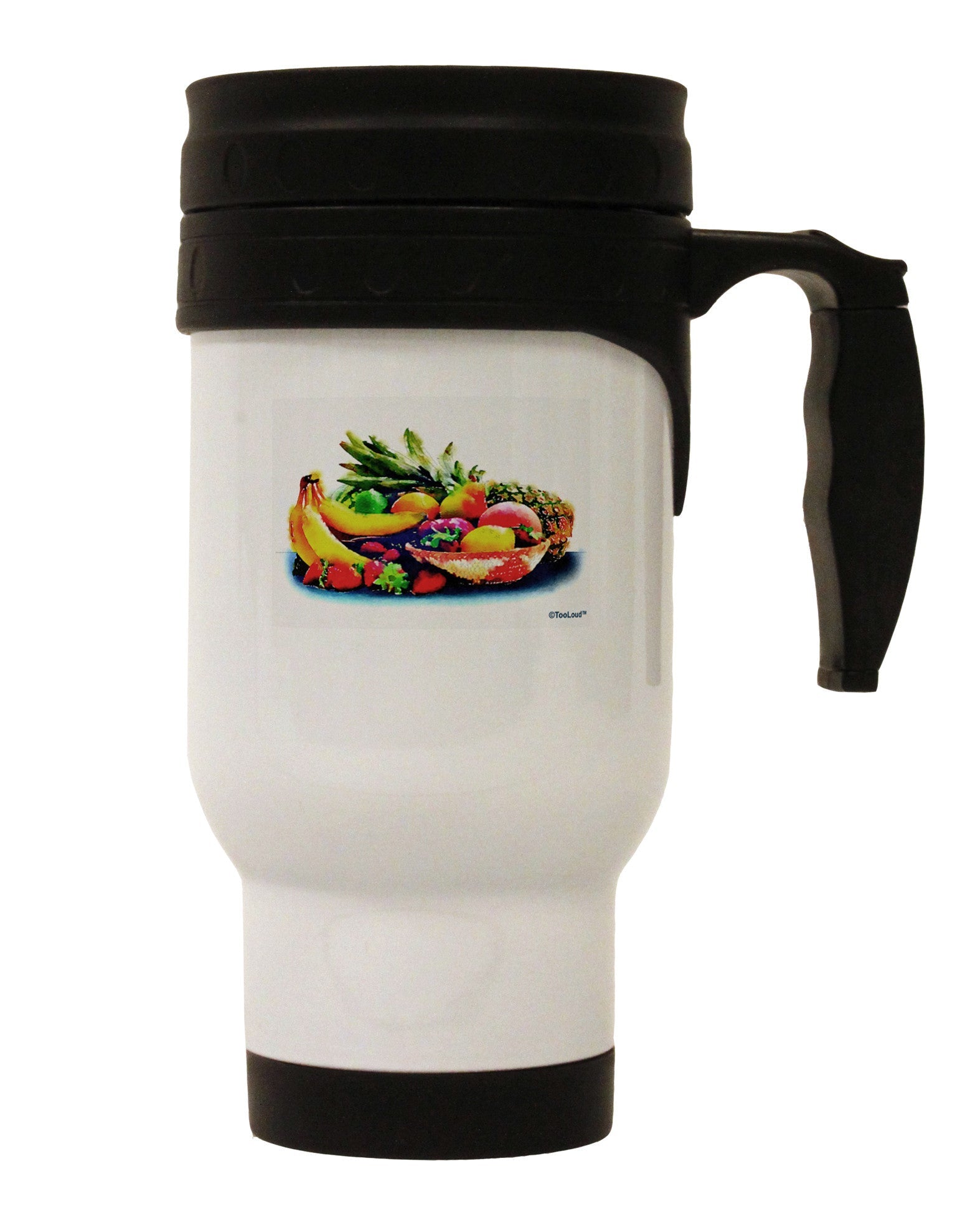 Watercolor Fruit Bowl 3 Stainless Steel 14oz Travel Mug-Travel Mugs-TooLoud-White-Davson Sales