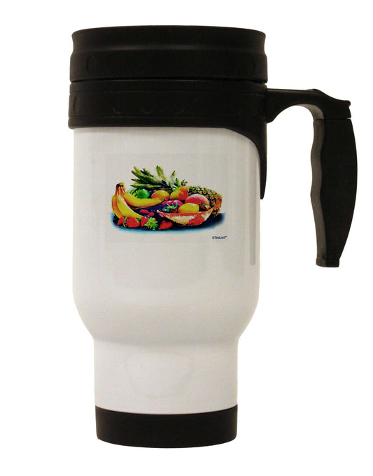 Watercolor Fruit Bowl 3 Stainless Steel 14oz Travel Mug-Travel Mugs-TooLoud-White-Davson Sales