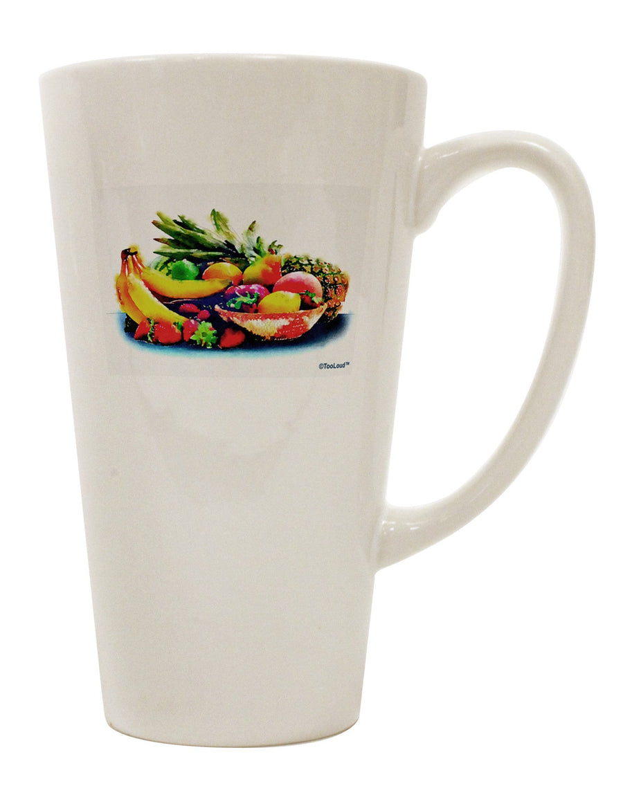 Watercolor Fruit Bowl - Expertly Crafted 16 Ounce Conical Latte Coffee Mug - Perfect for Drinkware Enthusiasts TooLoud-Conical Latte Mug-TooLoud-White-Davson Sales