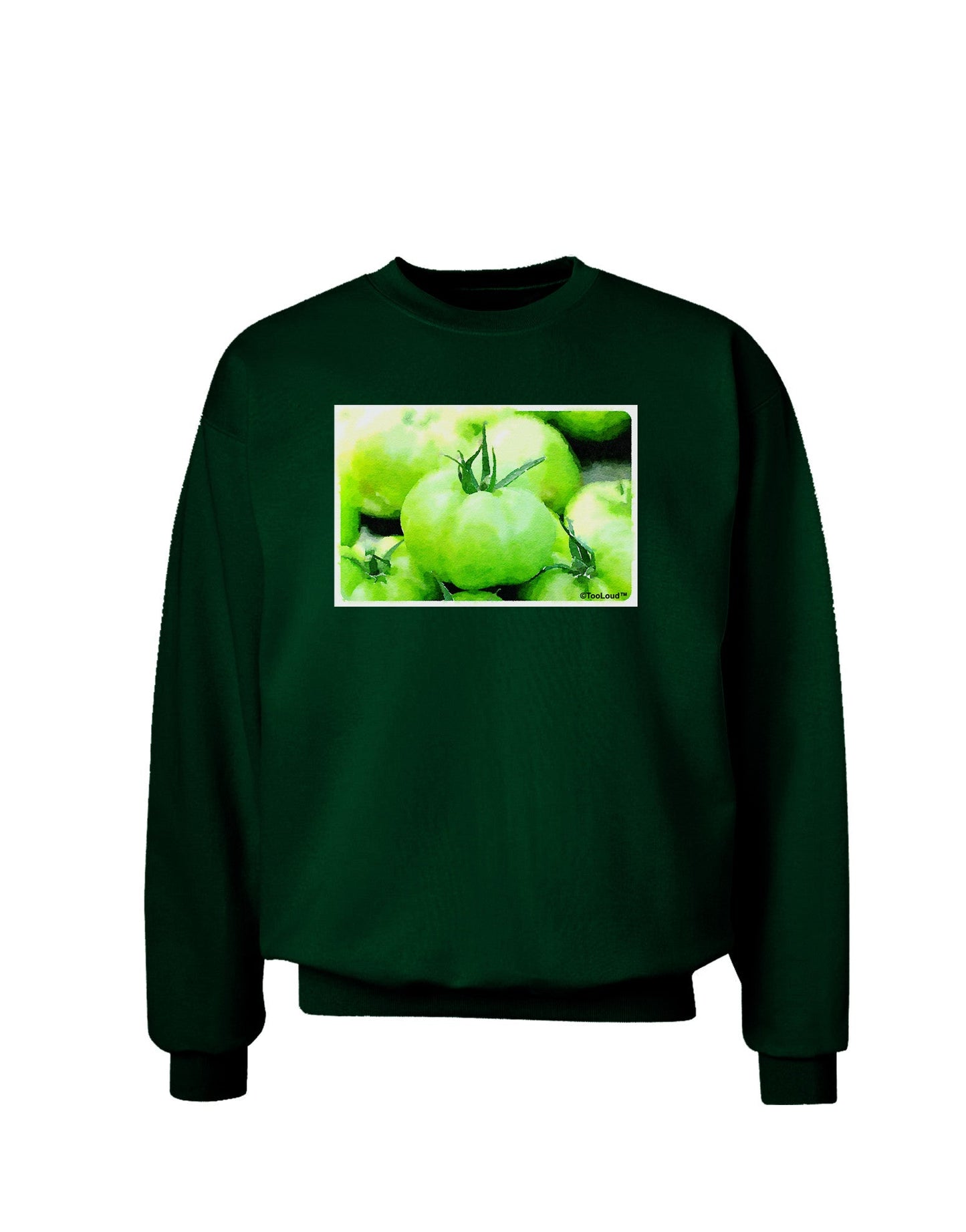 Watercolor Green Tomatoes Adult Dark Sweatshirt-Sweatshirts-TooLoud-Deep-Forest-Green-Small-Davson Sales