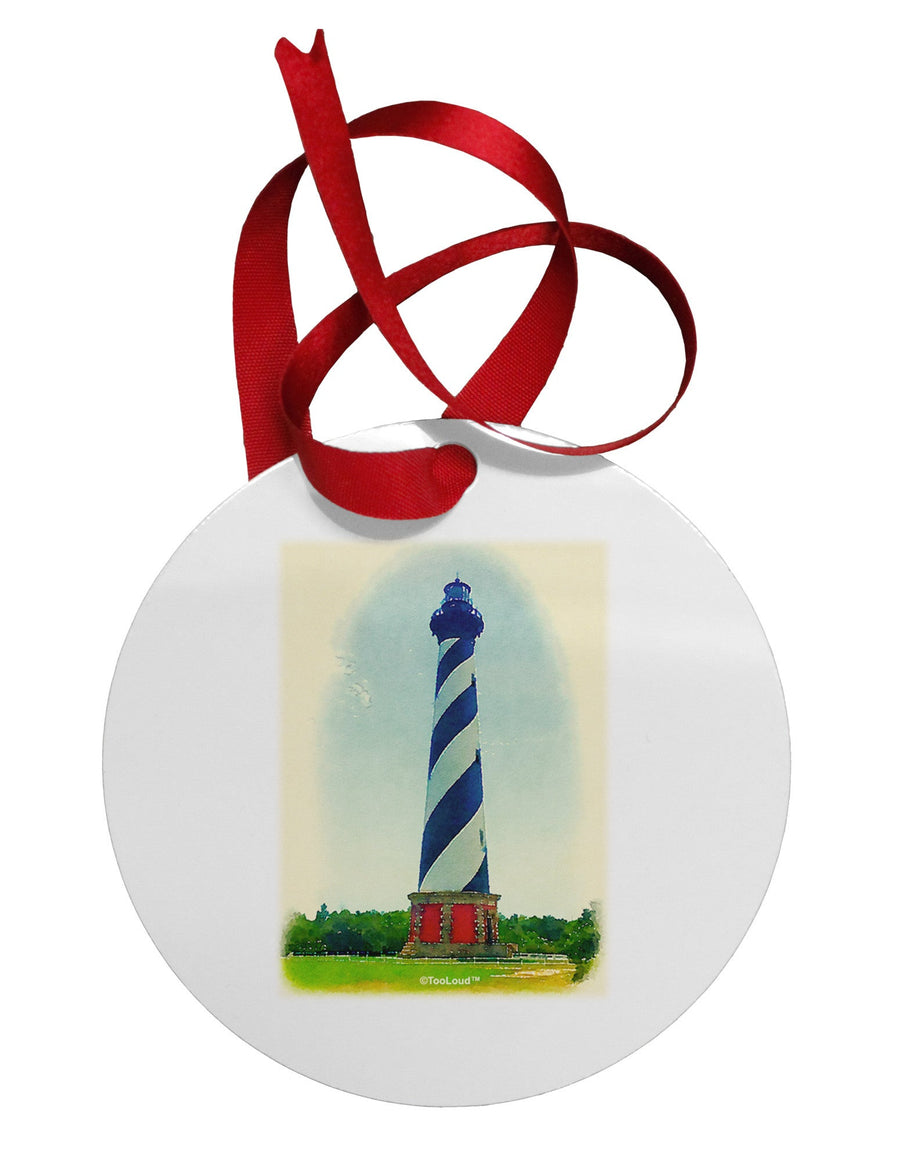 Watercolor Lighthouse 1 Circular Metal Ornament-Ornament-TooLoud-White-Davson Sales