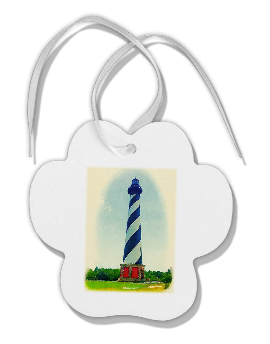 Watercolor Lighthouse 1 Paw Print Shaped Ornament-Ornament-TooLoud-White-Davson Sales