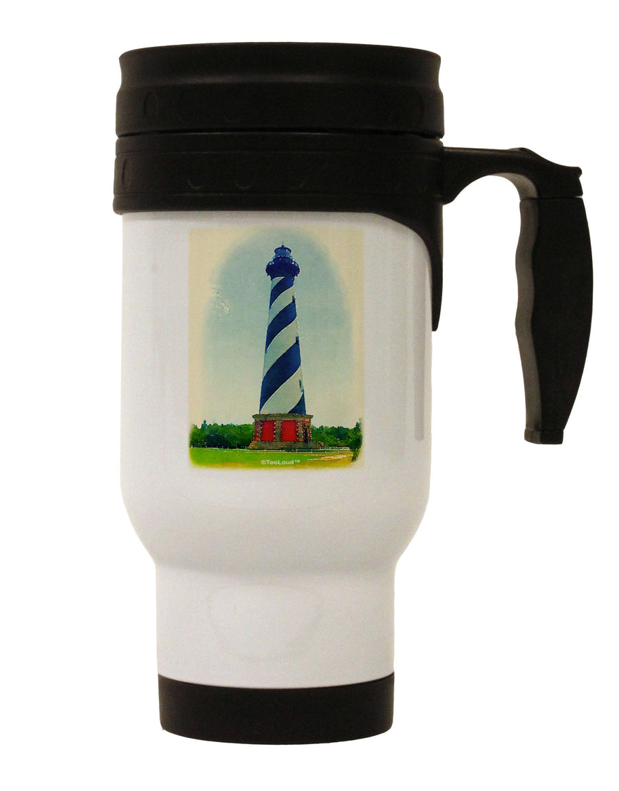 Watercolor Lighthouse 1 Stainless Steel 14oz Travel Mug-Travel Mugs-TooLoud-White-Davson Sales