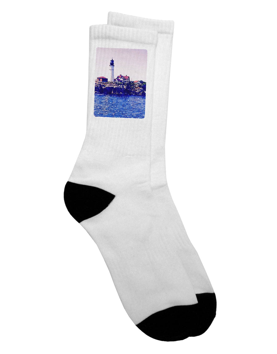 Watercolor Lighthouse 2 Adult Crew Socks - A Must-Have for Fashionable Enthusiasts-Socks-TooLoud-White-Ladies-4-6-Davson Sales