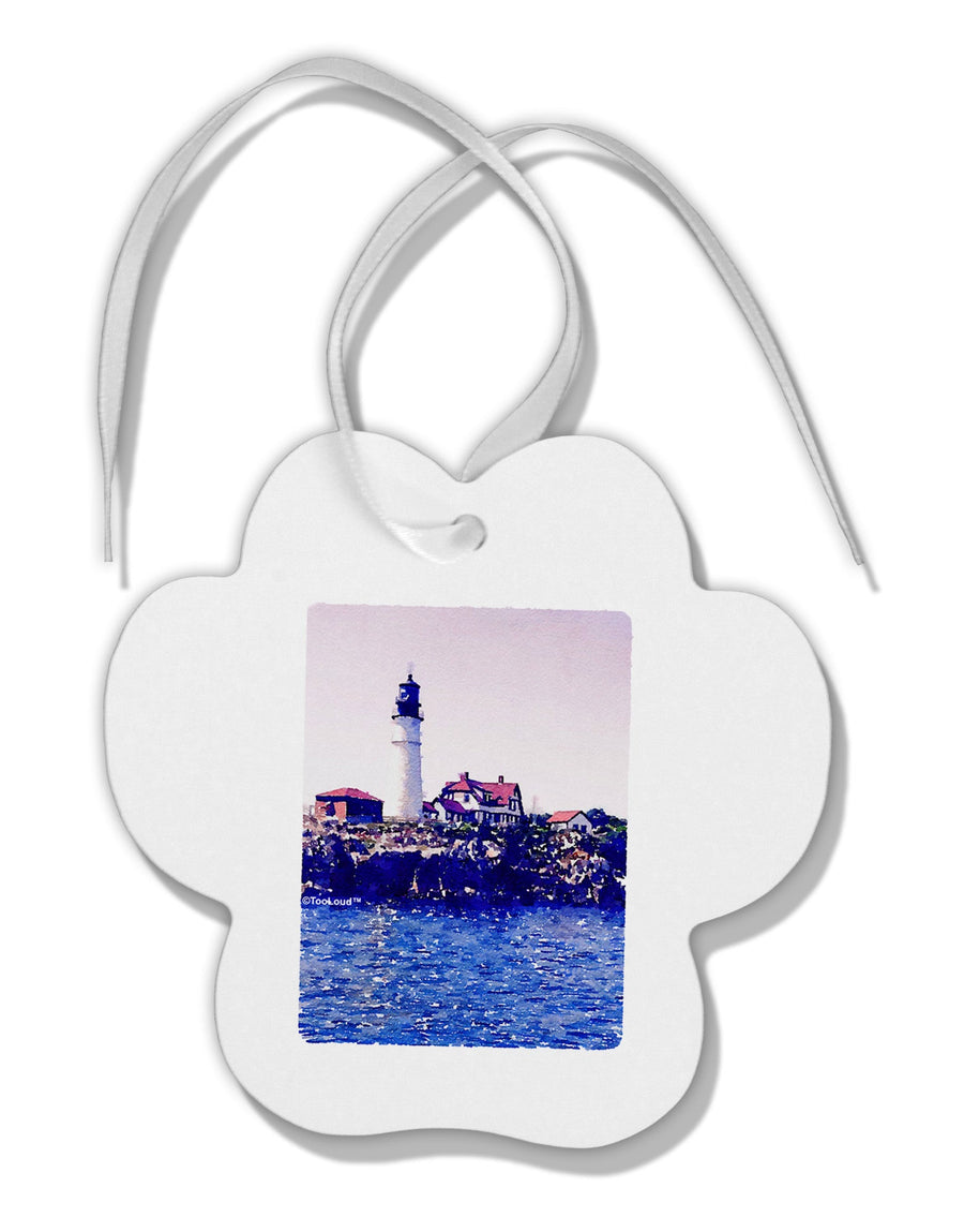 Watercolor Lighthouse 2 Paw Print Shaped Ornament-Ornament-TooLoud-White-Davson Sales