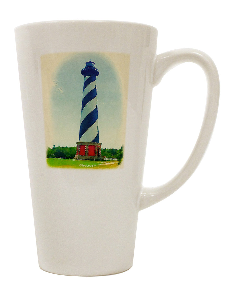 Watercolor Lighthouse Conical Latte Coffee Mug - Expertly Crafted Drinkware-Conical Latte Mug-TooLoud-White-Davson Sales