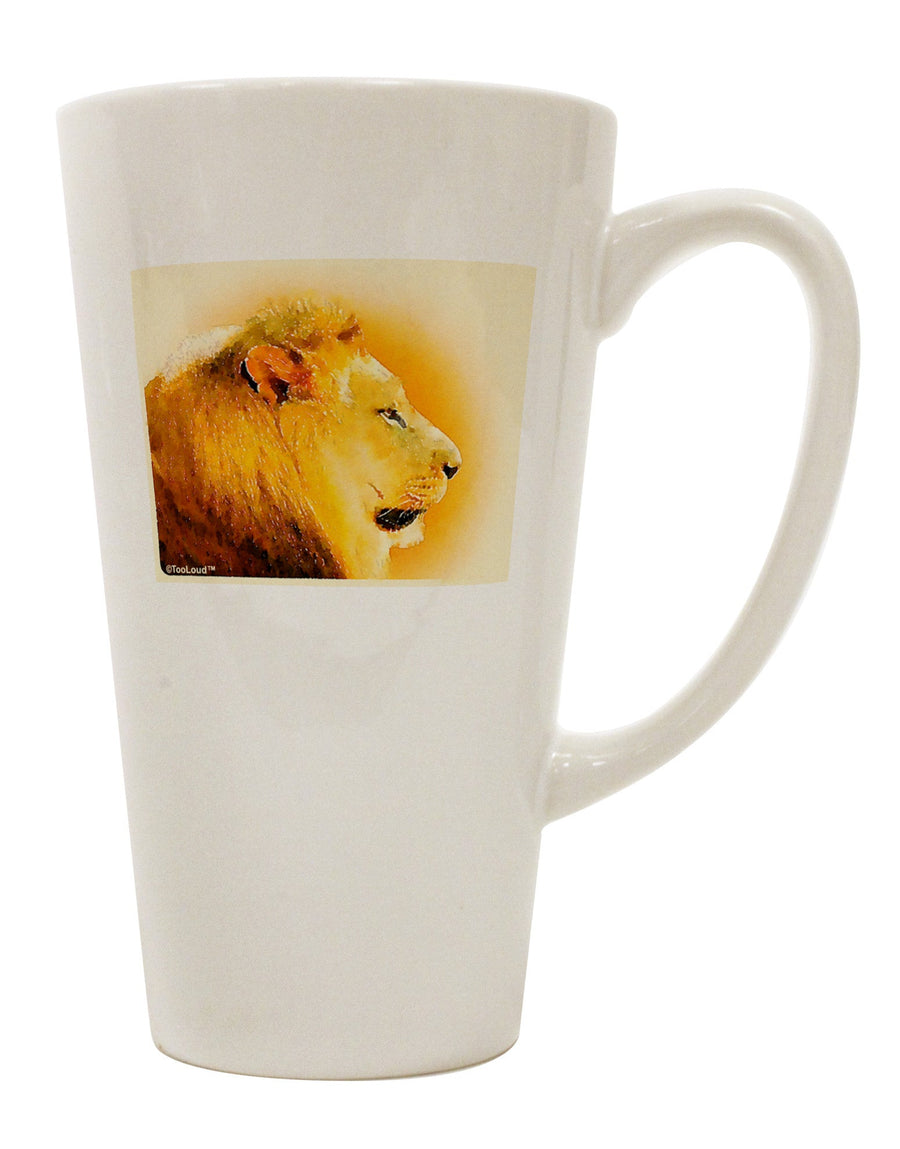 Watercolor Lion Conical Latte Coffee Mug - Expertly Crafted Drinkware-Conical Latte Mug-TooLoud-White-Davson Sales