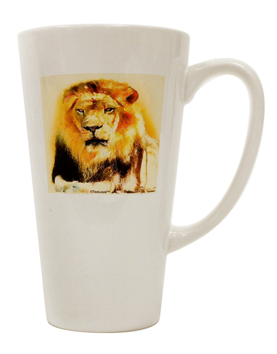 Watercolor Lion Conical Latte Coffee Mug - Expertly Crafted Drinkware TooLoud-Conical Latte Mug-TooLoud-White-Davson Sales