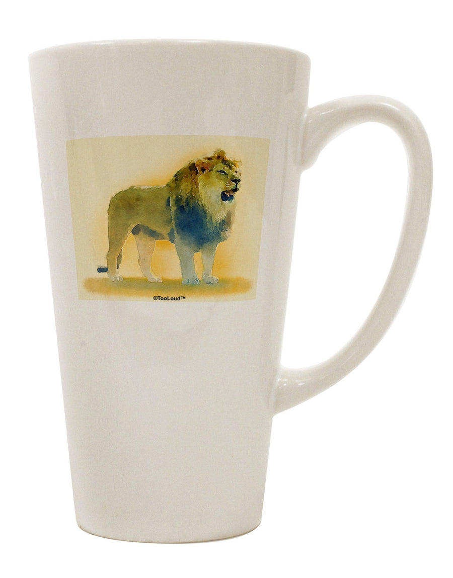 Watercolor Lion Conical Latte Coffee Mug - Expertly Crafted Drinkware TooLoud-Conical Latte Mug-TooLoud-White-Davson Sales