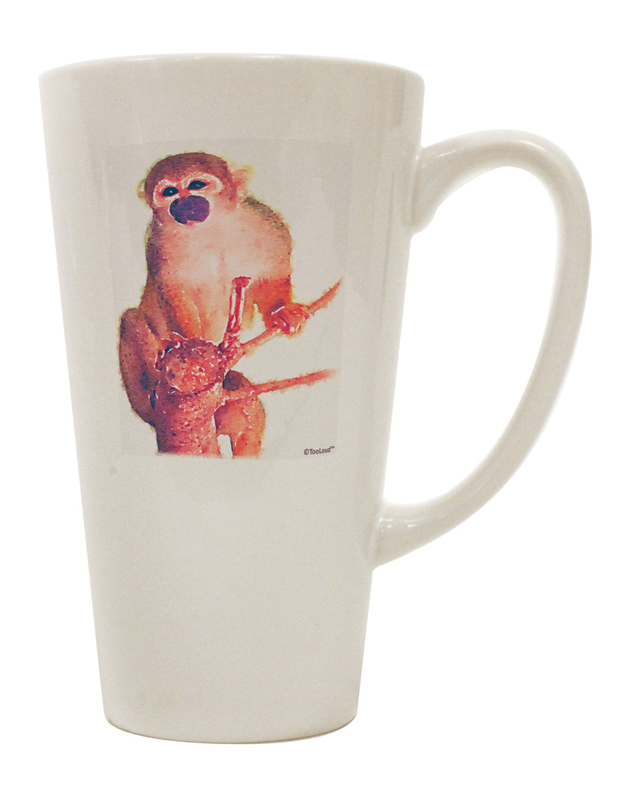 Watercolor Monkey in Tree Conical Latte Coffee Mug - Expert Drinkware TooLoud-Conical Latte Mug-TooLoud-White-Davson Sales