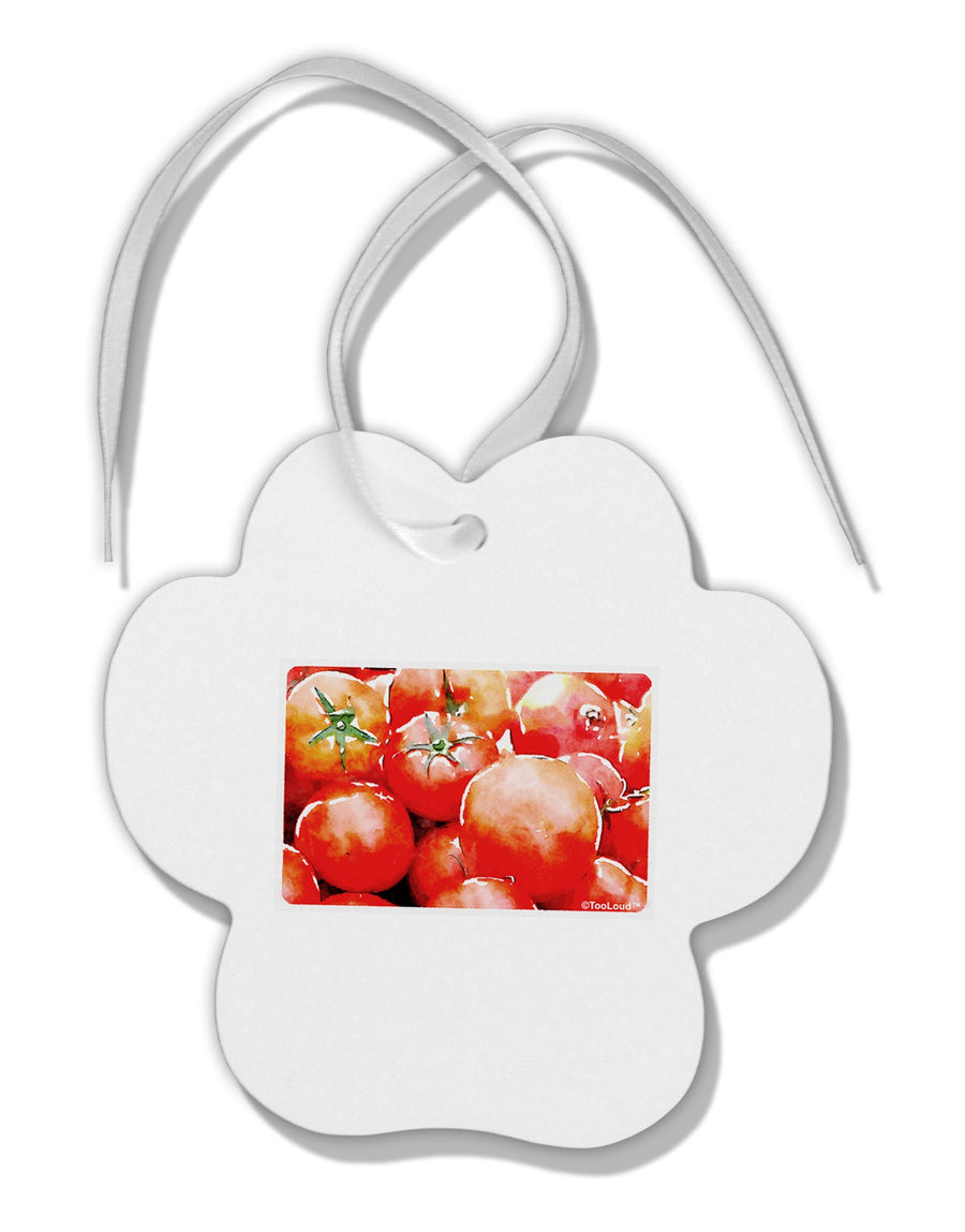 Watercolor Tomatoes Paw Print Shaped Ornament-Ornament-TooLoud-White-Davson Sales