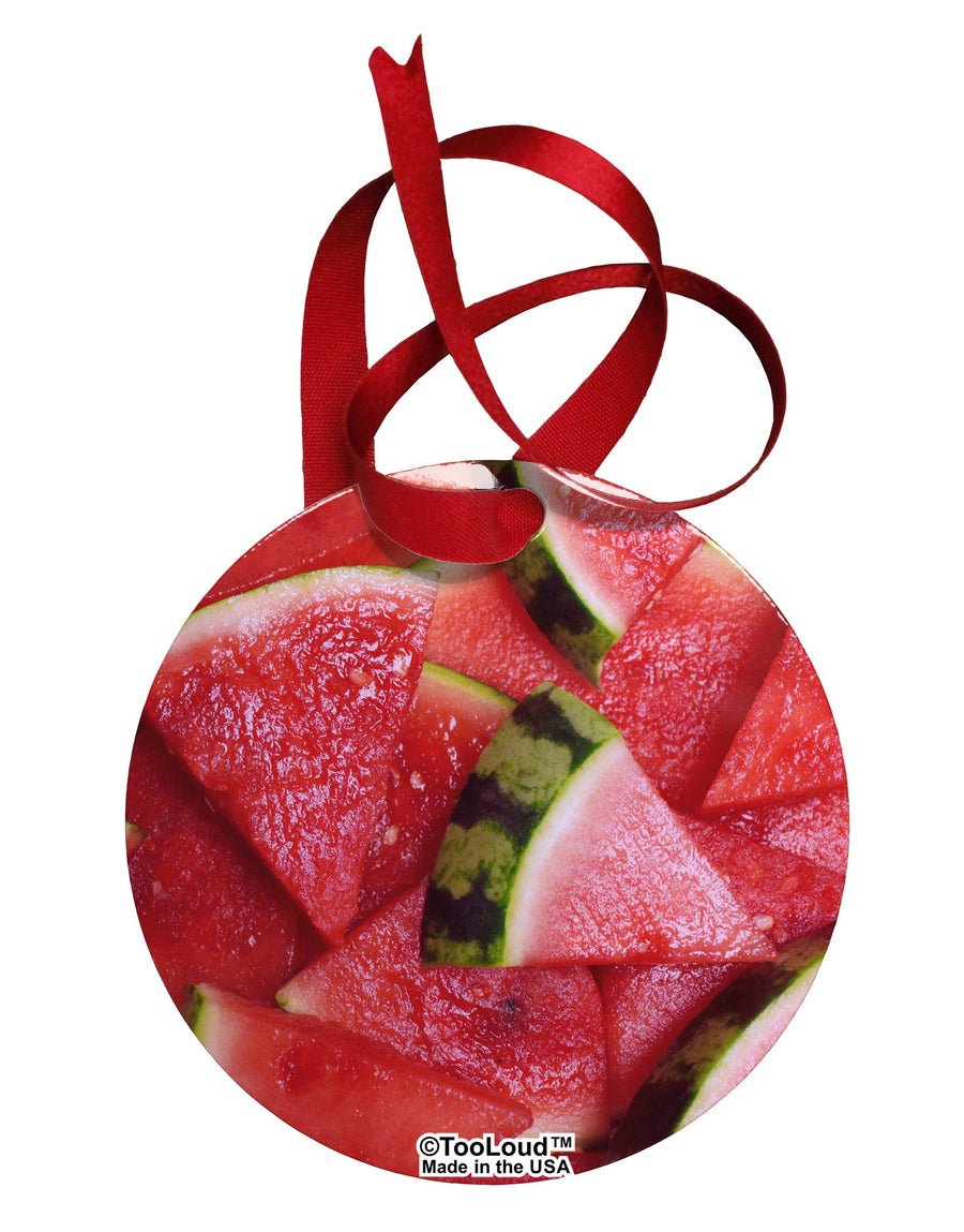 Watermelon Everywhere Circular Metal Ornament All Over Print-Ornament-TooLoud-White-Davson Sales