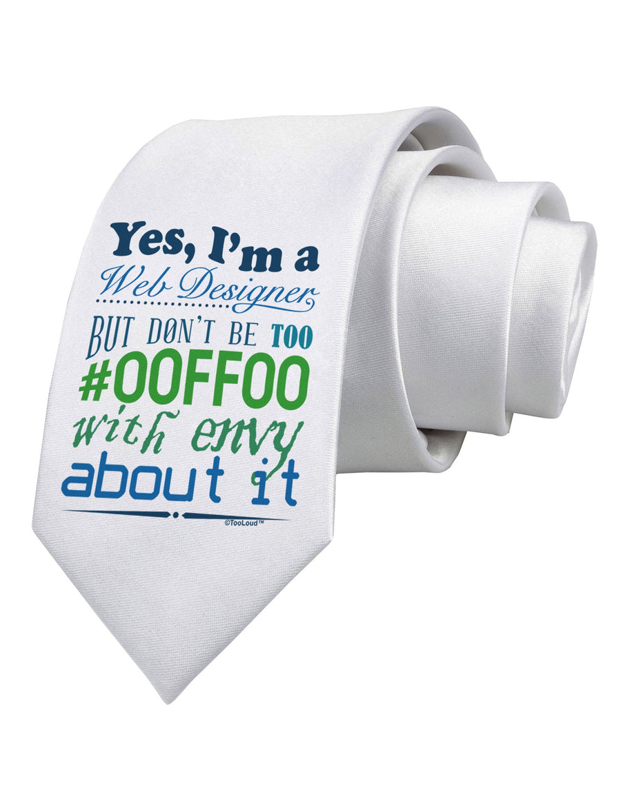 Web Designer -00FF00 With Envy Printed White Necktie