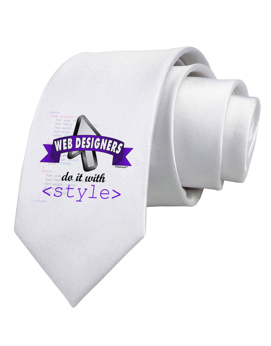 Web Designers - Style Printed White Necktie