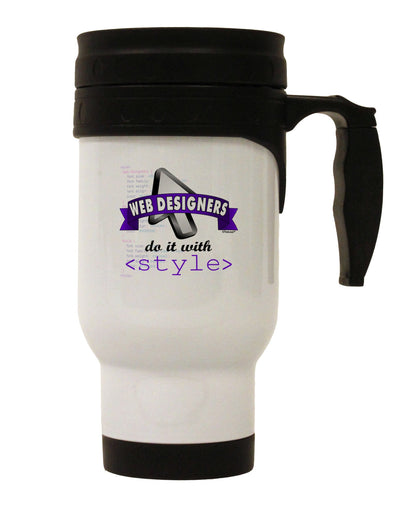 Web Designers - Style Stainless Steel 14oz Travel Mug-Travel Mugs-TooLoud-White-Davson Sales