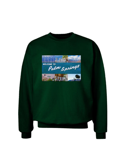 Welcome to Palm Springs Collage Adult Dark Sweatshirt-Sweatshirts-TooLoud-Deep-Forest-Green-Small-Davson Sales