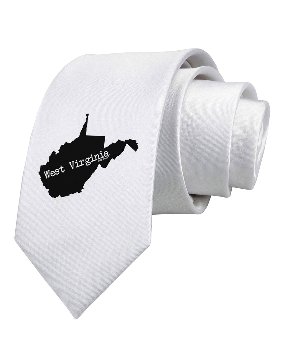 West Virginia - United States Shape Printed White Necktie