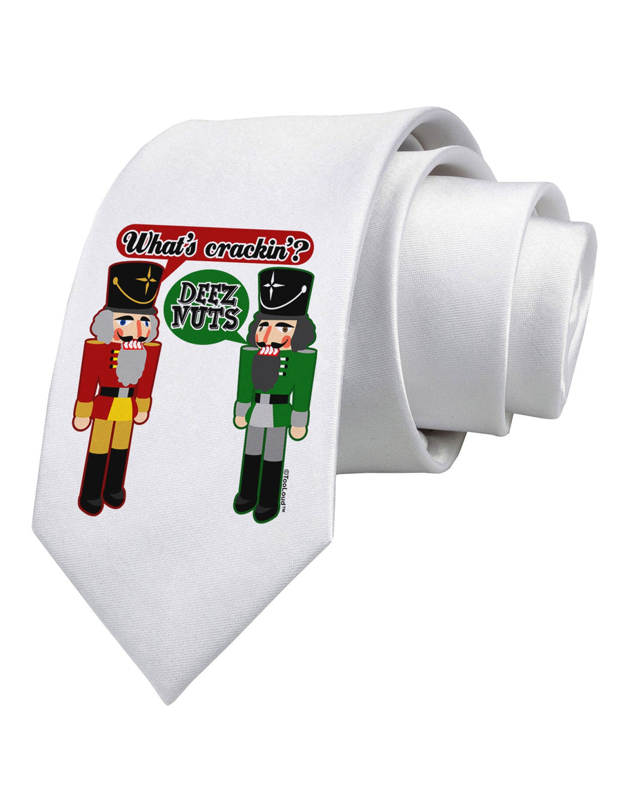 Whats Crackin - Deez Nuts Printed White Necktie by