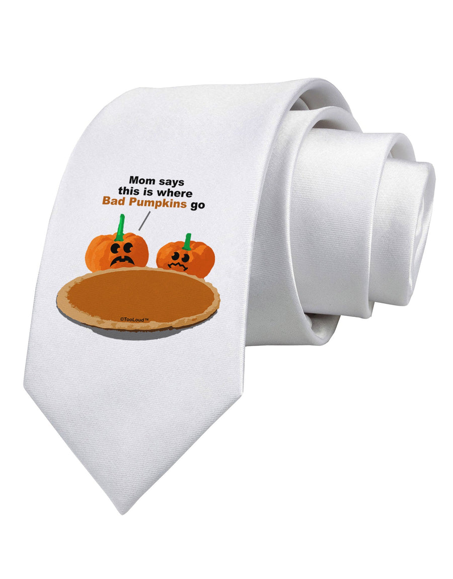 Where Bad Pumpkins Go Printed White Necktie