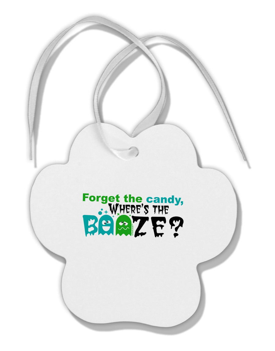 Where's The Booze Paw Print Shaped Ornament-Ornament-TooLoud-White-Davson Sales