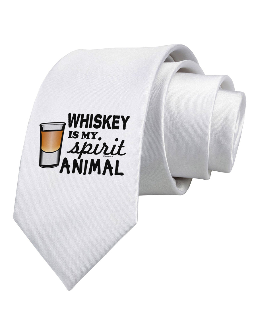 Whiskey Is My Spirit Animal Printed White Necktie