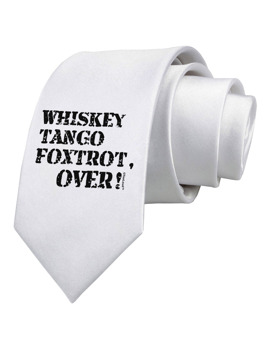 Whiskey Tango Foxtrot WTF Printed White Necktie