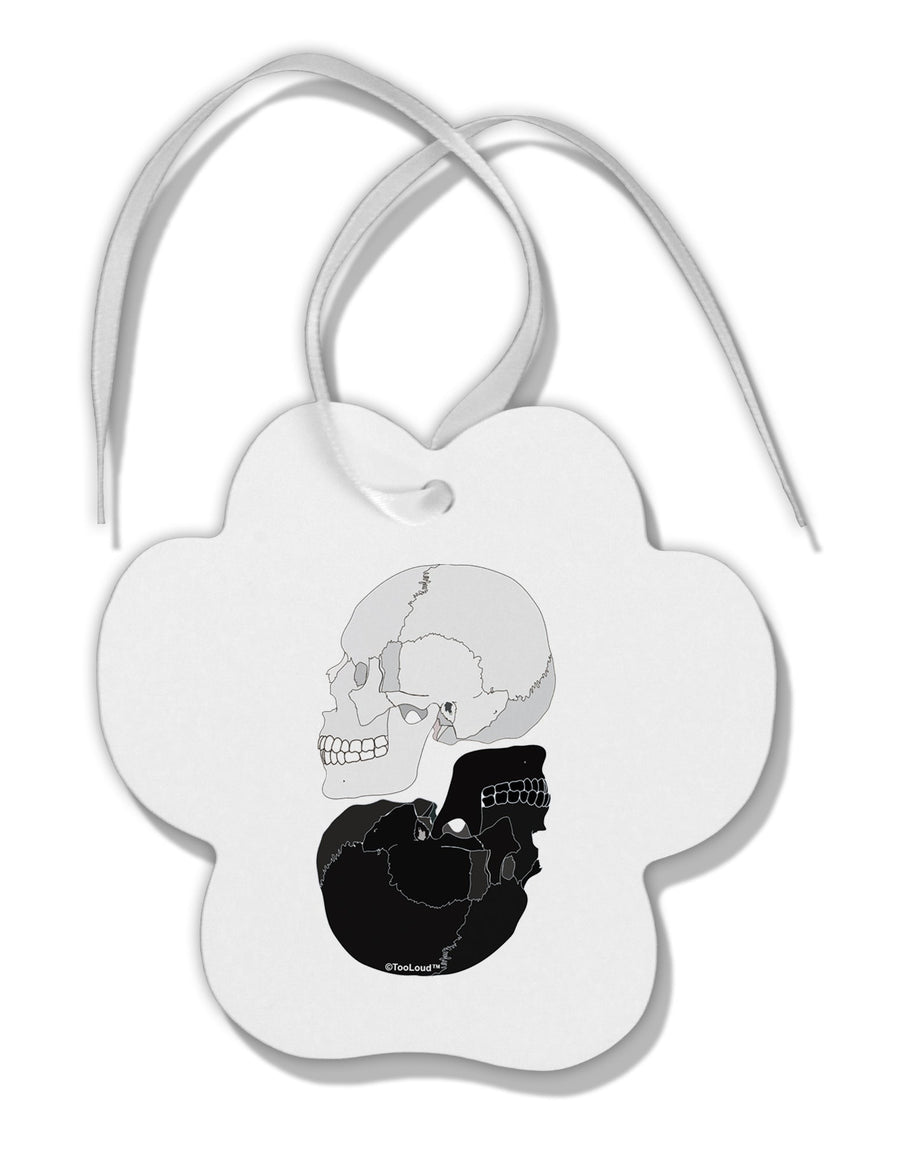 White And Black Inverted Skulls Paw Print Shaped Ornament by TooLoud-Ornament-TooLoud-White-Davson Sales