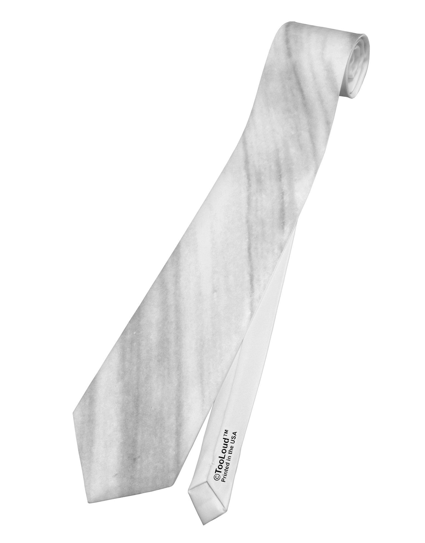 White Marble Pattern Printed White Necktie All Over Print by