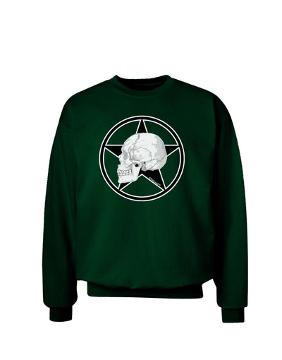 White Skull With Star Adult Dark Sweatshirt by TooLoud-Sweatshirts-TooLoud-Deep-Forest-Green-Small-Davson Sales