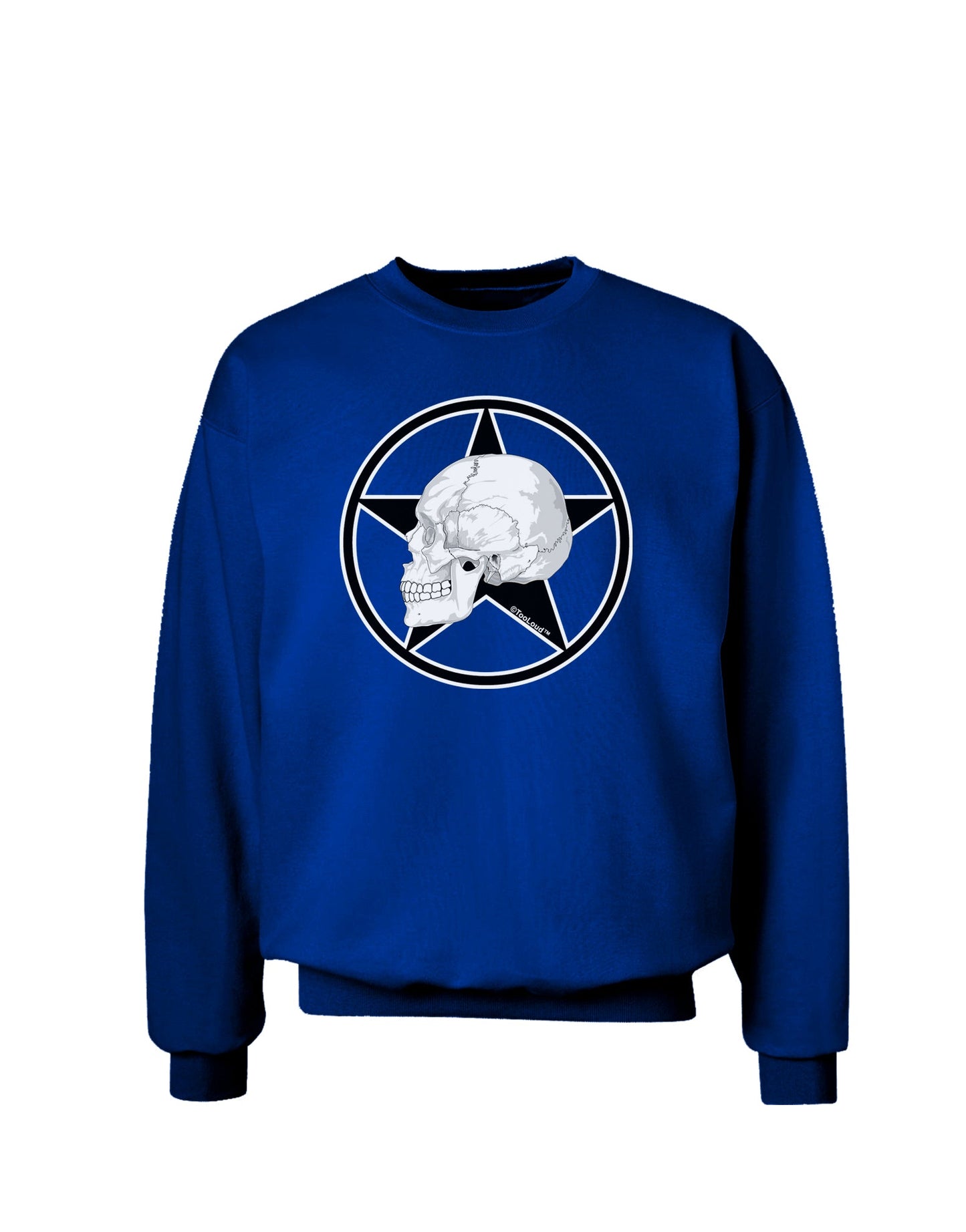 White Skull With Star Adult Dark Sweatshirt by TooLoud-Sweatshirts-TooLoud-Deep-Royal-Blue-Small-Davson Sales