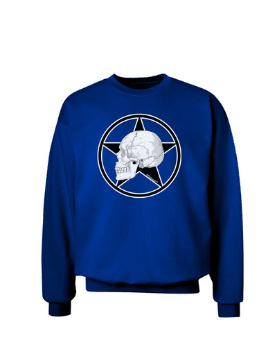 White Skull With Star Adult Dark Sweatshirt by TooLoud-Sweatshirts-TooLoud-Deep-Royal-Blue-Small-Davson Sales