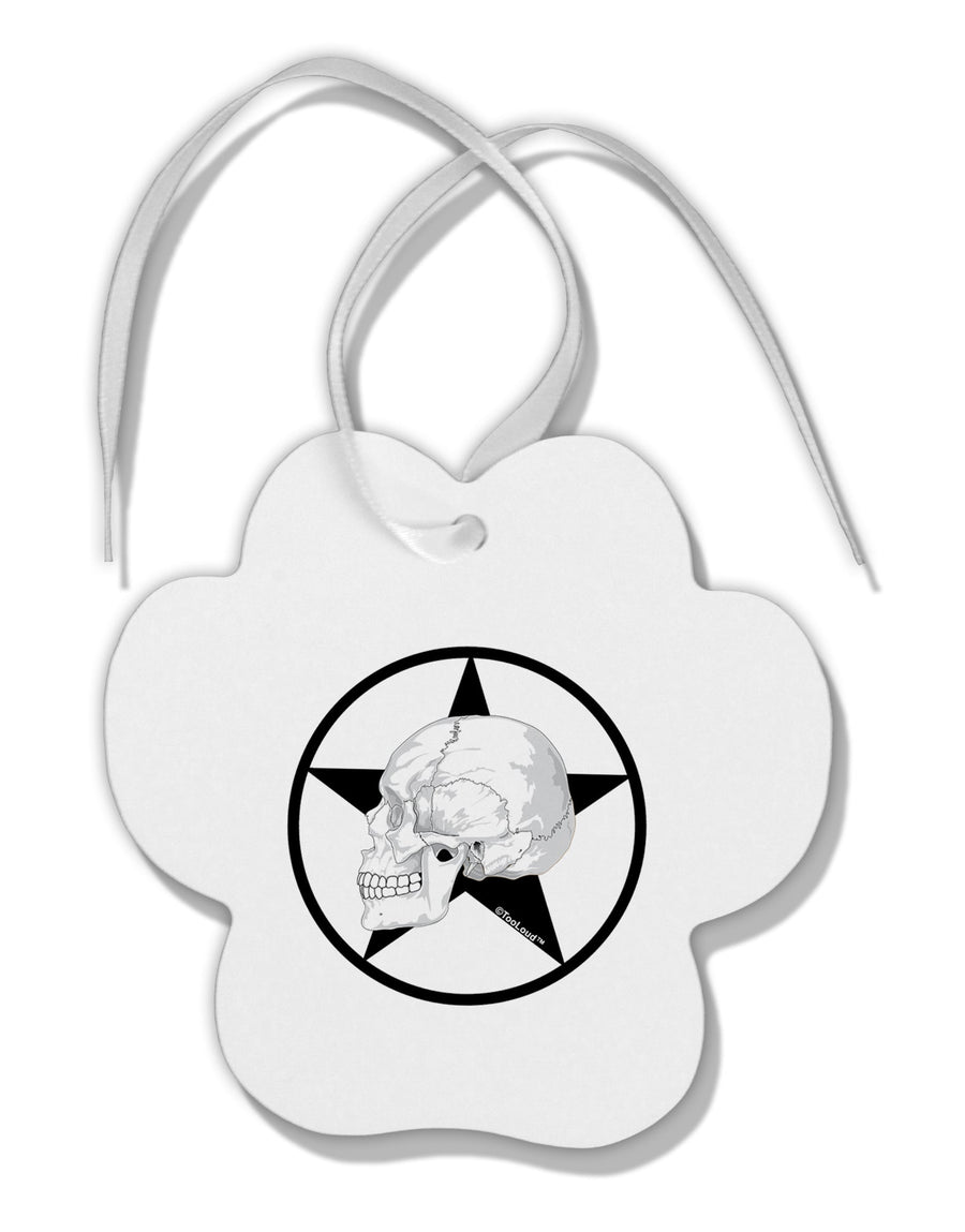 White Skull With Star Paw Print Shaped Ornament by TooLoud-Ornament-TooLoud-White-Davson Sales