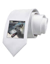 White Wolf Face Printed White Necktie