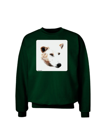 White Wolf Head Cutout Adult Dark Sweatshirt-Sweatshirts-TooLoud-Deep-Forest-Green-Small-Davson Sales