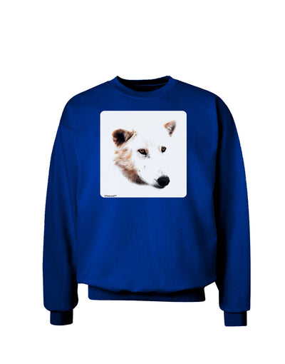 White Wolf Head Cutout Adult Dark Sweatshirt-Sweatshirts-TooLoud-Deep-Royal-Blue-Small-Davson Sales