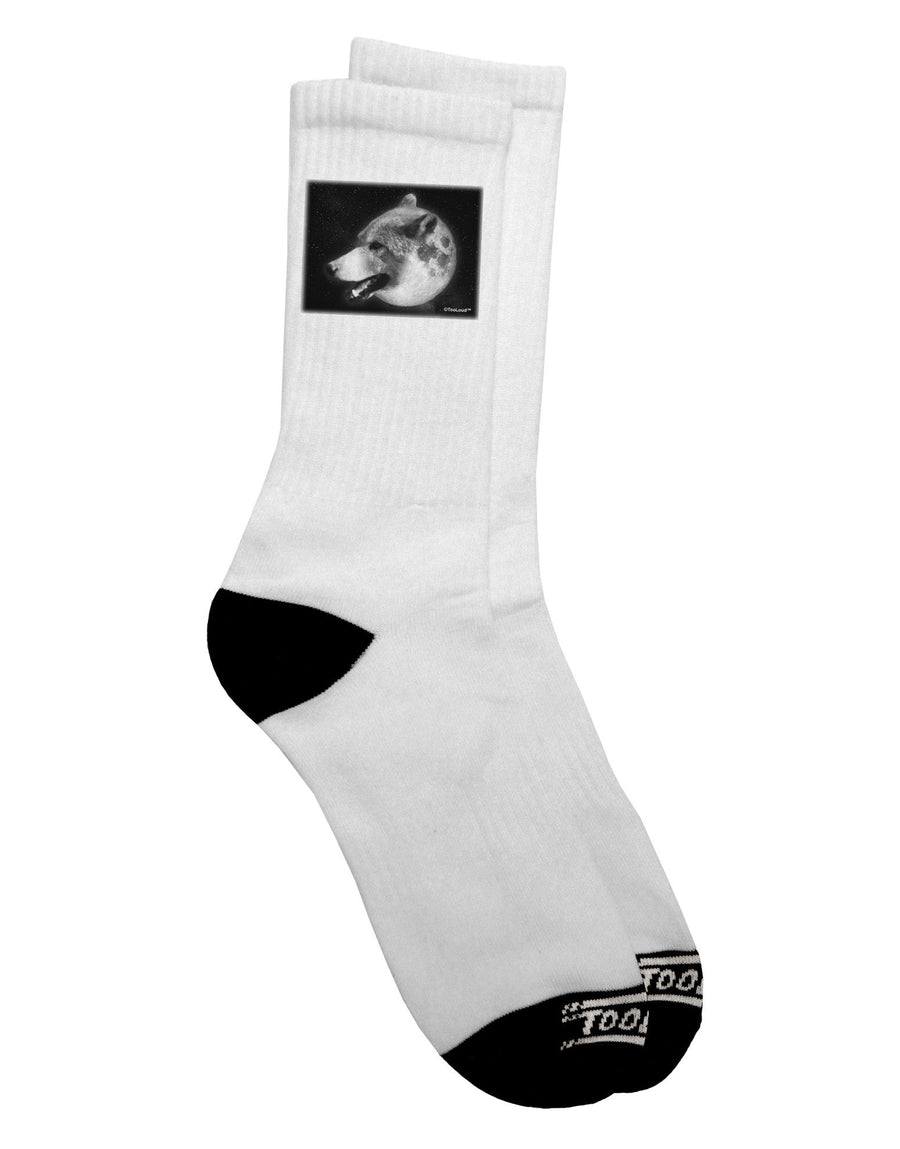White Wolf Moon Adult Crew Socks - A Must-Have for Fashion-Forward Individuals-Socks-TooLoud-White-Ladies-4-6-Davson Sales