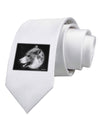 White Wolf Moon Printed White Necktie