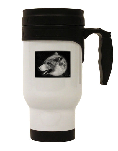 White Wolf Moon Stainless Steel 14oz Travel Mug-Travel Mugs-TooLoud-White-Davson Sales